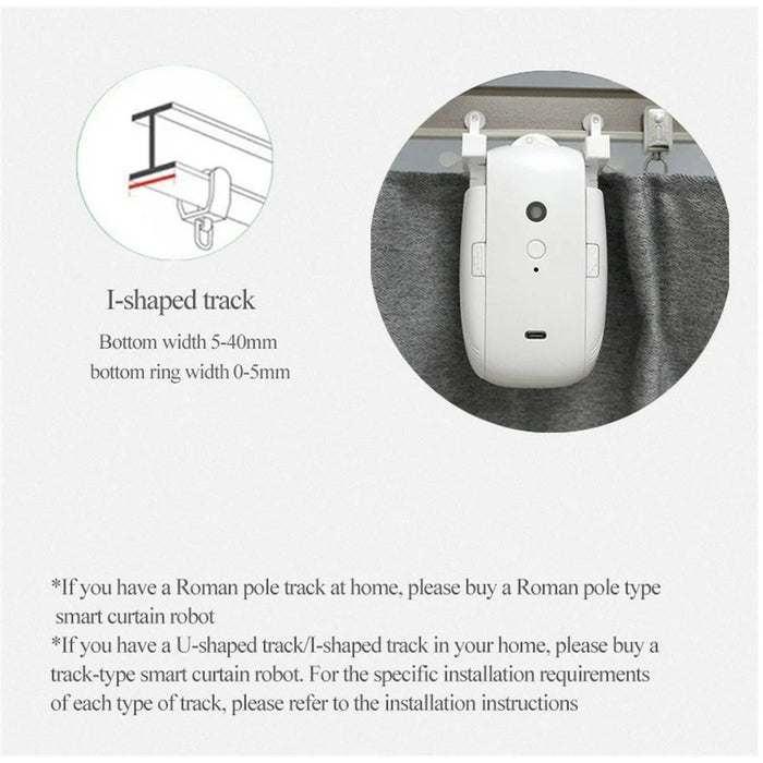 LY-1688 Single Opening Smart Electric Curtain Robot RC Auto Curtain Opener for U Rail, I Rail, Rod (Remote Version) - 5