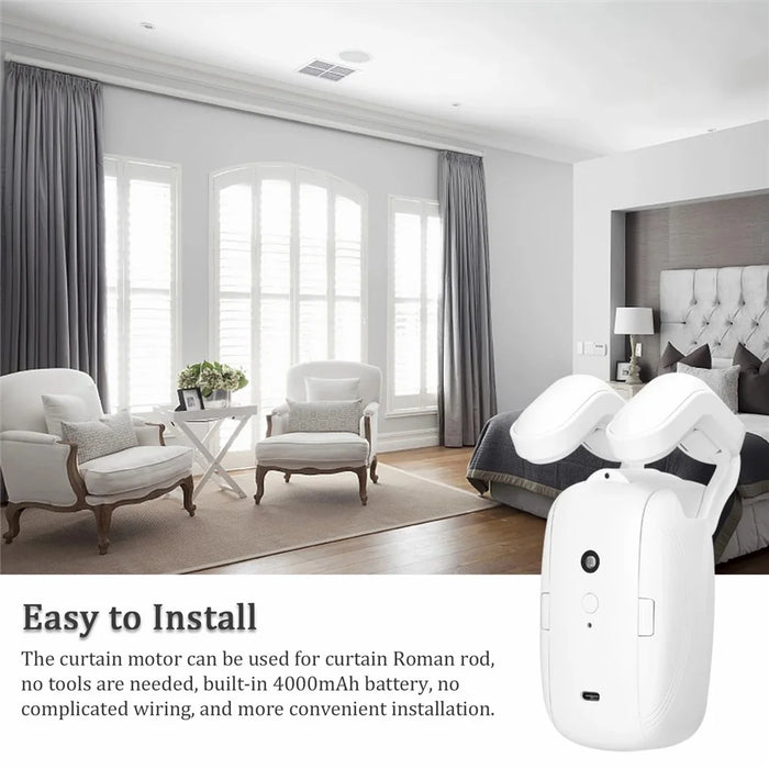 LY-1672 Smart Auto Curtain Robot for Rod Dual Opening RC Curtain Opener - 3