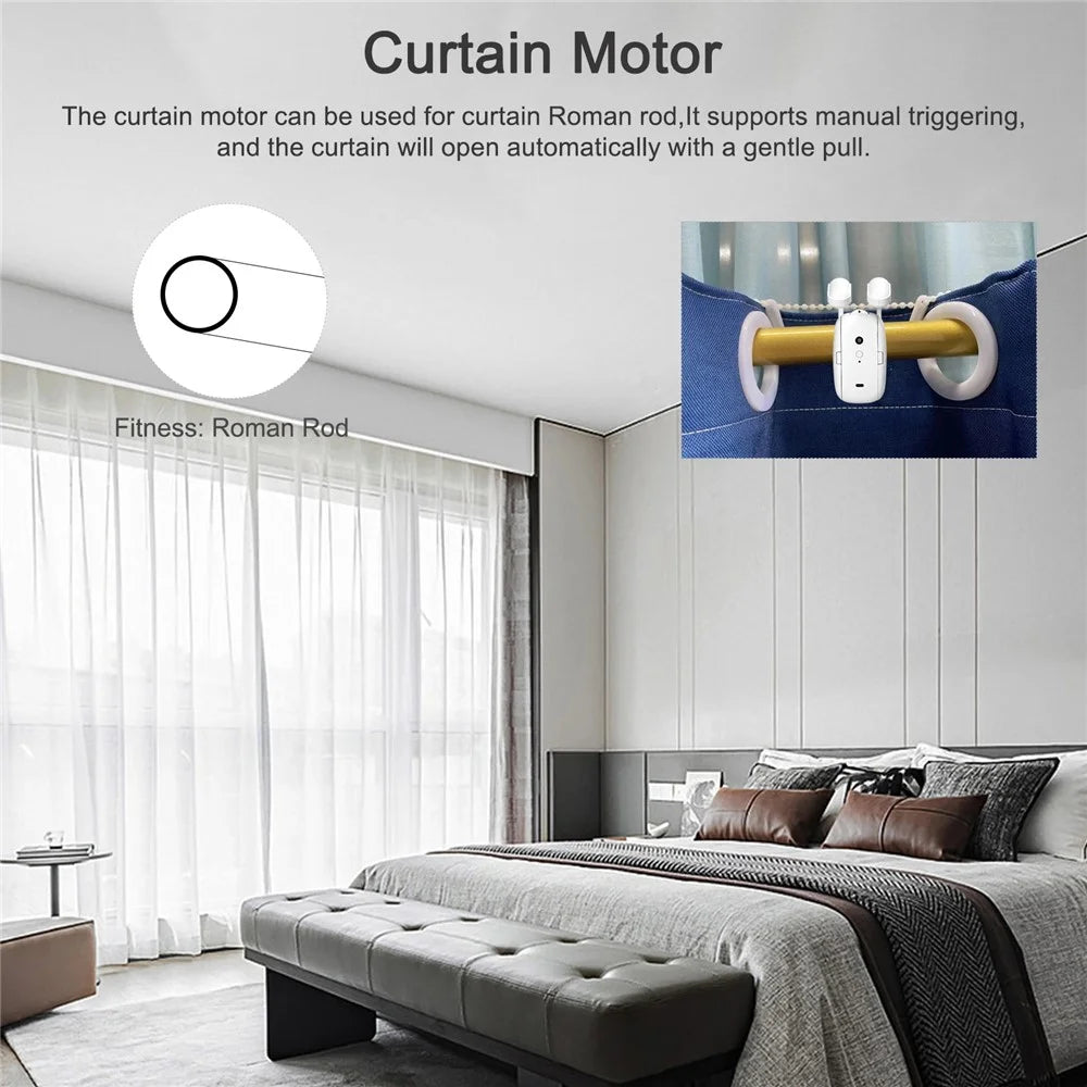 LY-1672 2Pcs Tuya App Bluetooth-compatible Smart Electric Curtain Motor Roman Pole Track Automatic Curtain Controller - 4