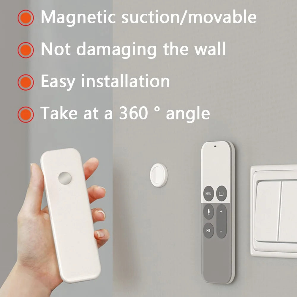 2PCS Round Magnet+Plastic Remote Control Holder Wall Mounted Hanging Hook Magnetic Mat - White - 3