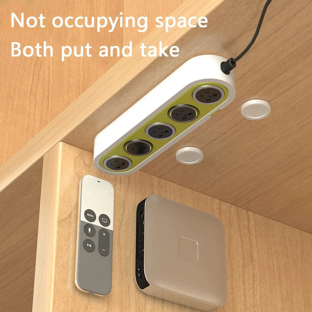2PCS Round Magnet+Plastic Remote Control Holder Wall Mounted Hanging Hook Magnetic Mat - White - 4