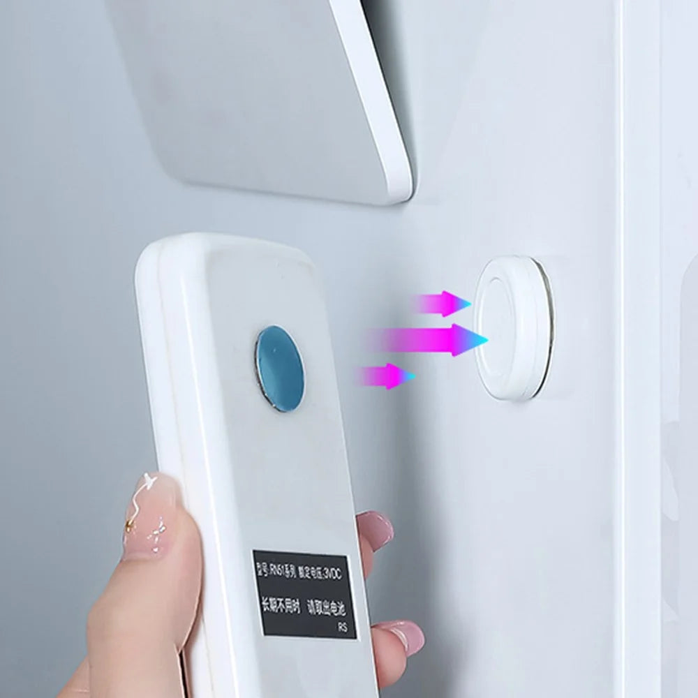 2PCS Round Magnet+Plastic Remote Control Holder Wall Mounted Hanging Hook Magnetic Mat - White - 5