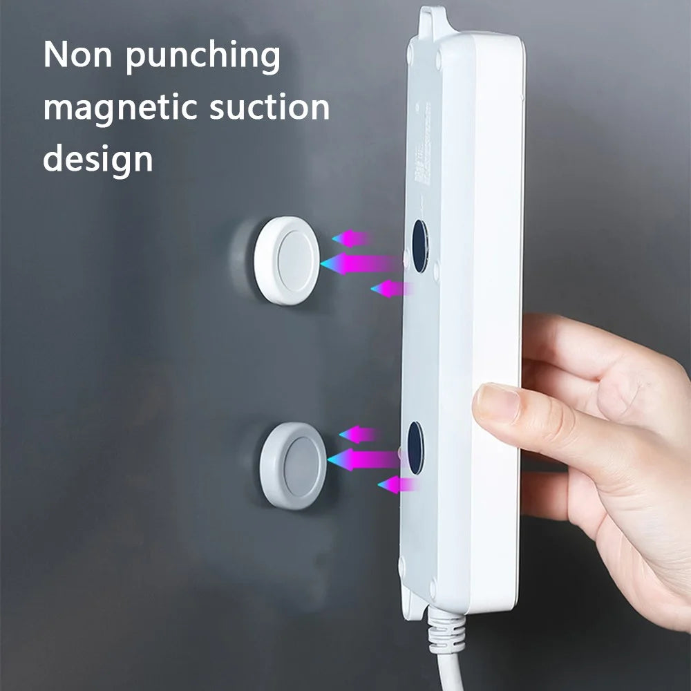 2PCS Round Magnet+Plastic Remote Control Holder Wall Mounted Hanging Hook Magnetic Mat - White - 6
