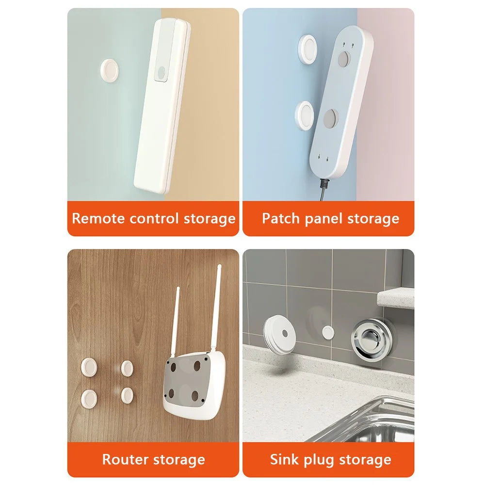 2PCS Round Magnet+Plastic Remote Control Holder Wall Mounted Hanging Hook Magnetic Mat - White - 7