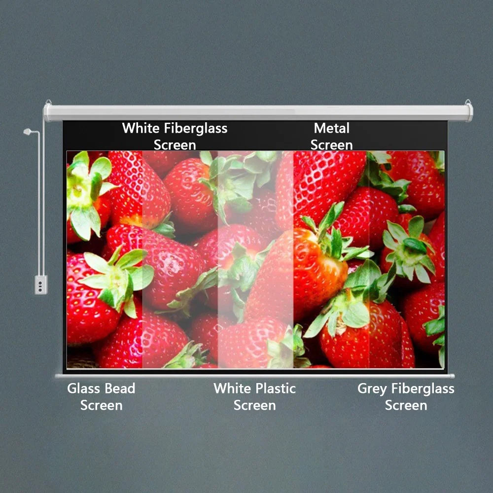 Retractable Auto Locking 60-inch 4:3 Projection Screen Conference Home Ceiling Wall Mount RC HD White Projection Screen, 220V EU Plug - 2