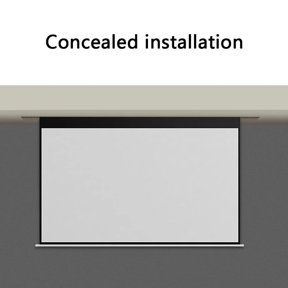 Wall Mounted 60-inch 4:3 HD Projection Screen Grey Fiberglass Electric Projection Screen for Home, Office, 220V EU Plug - 5