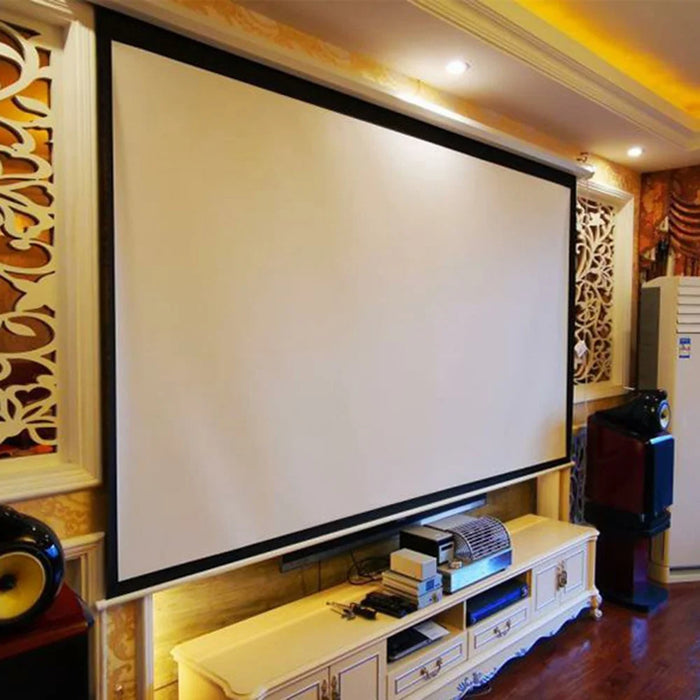 60-inch 4:3 Auto Locking Projection Screen White Fiberglass Wall Mounted HD Projection Screen for Meeting, Home, 220V EU Plug - 7