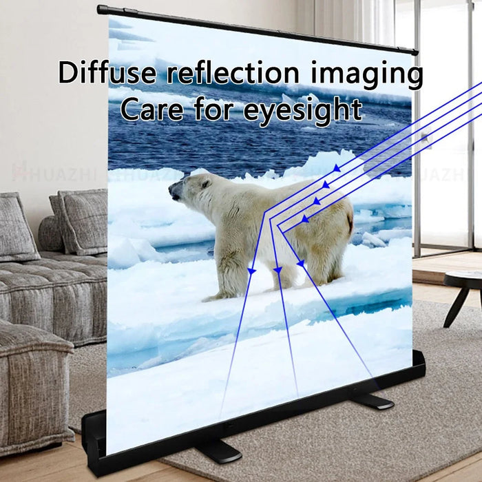 60 inch 4:3 Projection Screen Portable Floor Standing Projector Screen Light Resistant Fold-Out Roll-Up Projection Screen - 4