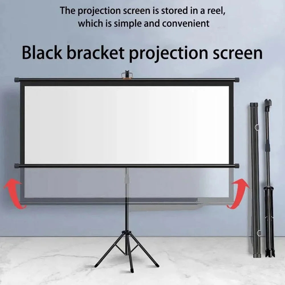 Wall Hanging Thickened Fiberglass Projection Screen Ground Stand 60-Inch Projector Movies Screen - Black / 4:3 - 5