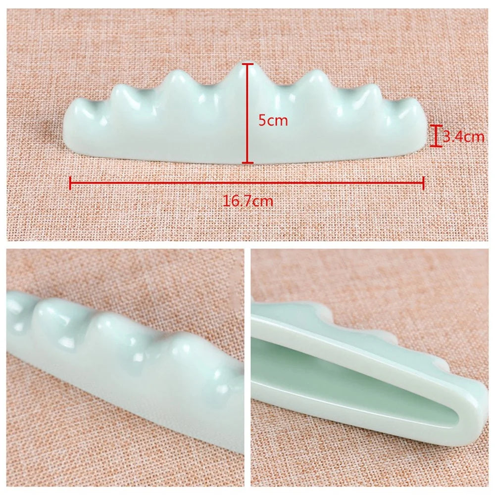 Chinese Calligraphy Pen Holder Plastic Imitated Jade Brush Rack Pen Rest Stand Shelf for Holding 6 Pens - 6