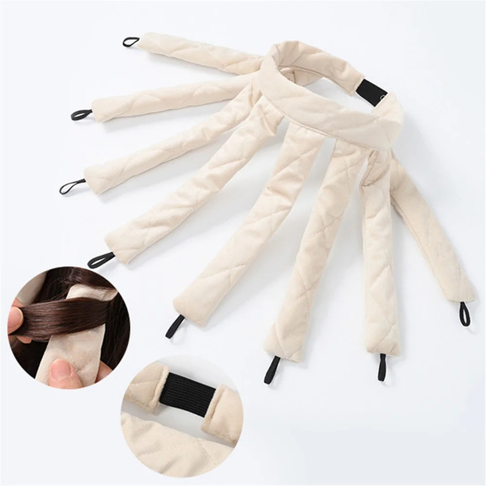 Velvet Cloth Hair Curler Overnight Octopus Curls Rod Soft No Heat Hair Roller - Beige - 2