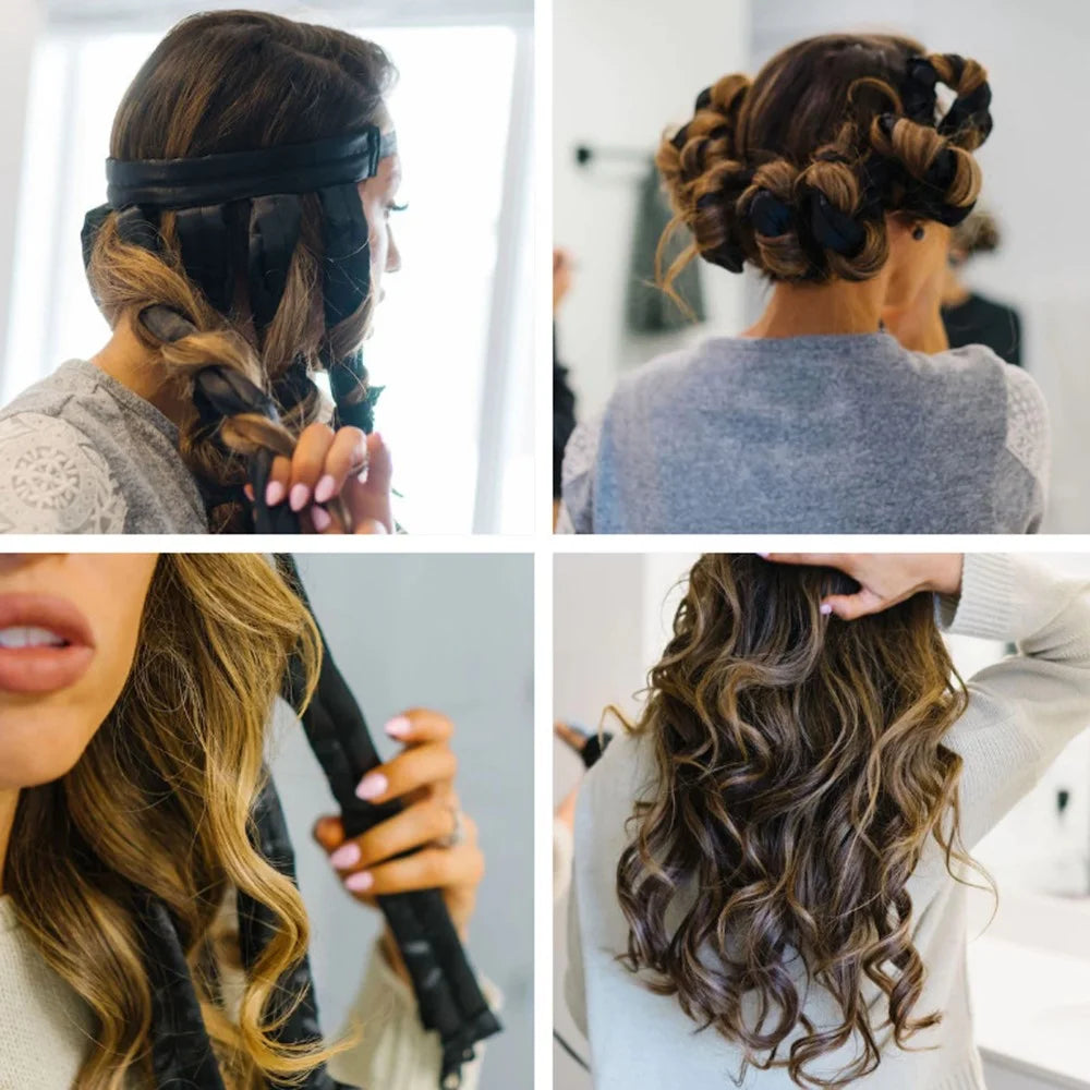 Velvet Cloth Hair Curler Overnight Octopus Curls Rod Soft No Heat Hair Roller - Beige - 5