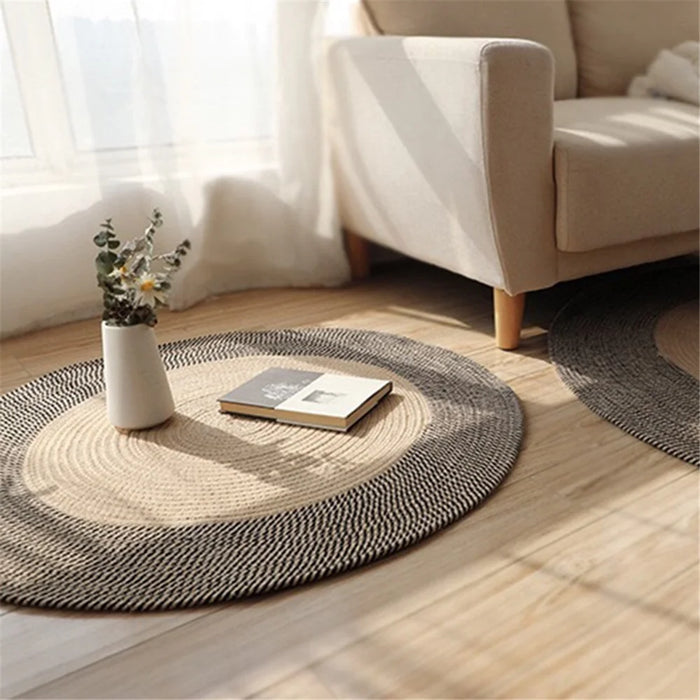 80CM Diameter Cotton Rope Bedside Seat Cushion Pad Retro Woven Design Floor Mat for Home - 7