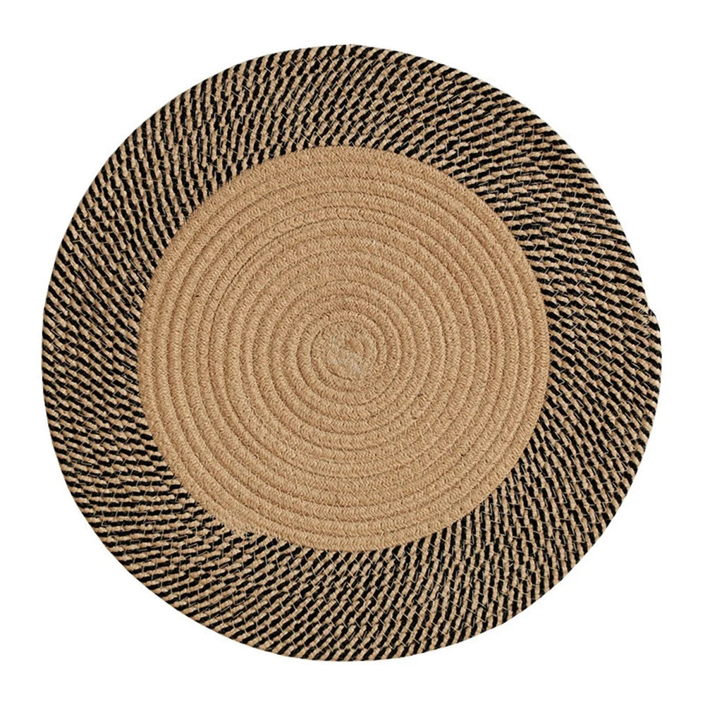 100CM Diameter Retro Decor Braided Pad Cotton Rope Handwoven Bedside Floor Mat Sofa Feet Cushion - 1