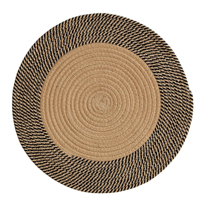 100CM Diameter Retro Decor Braided Pad Cotton Rope Handwoven Bedside Floor Mat Sofa Feet Cushion - 1