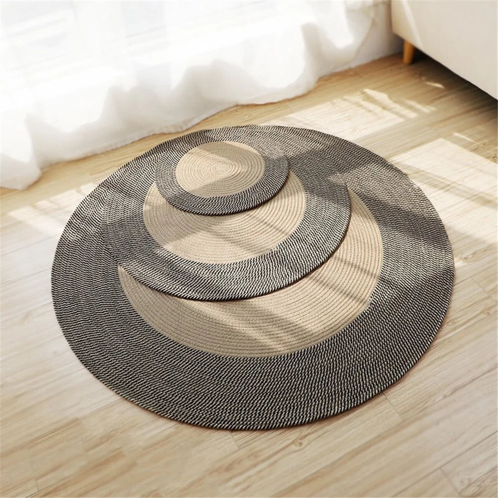 45CM Diameter Home Decoration Braided Pad Seat Cushion Cotton Rope Woven Bedside Floor Mat - 4