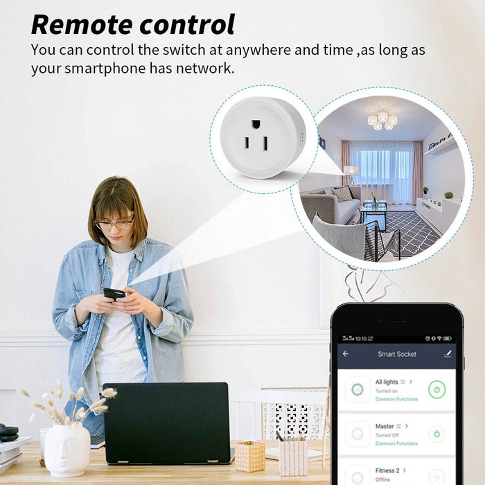 WHM02 20A US Plug WiFi Outlet Smart Tuya Socket with Measure, Cell Phone Remote / Voice Control, Timer - 3