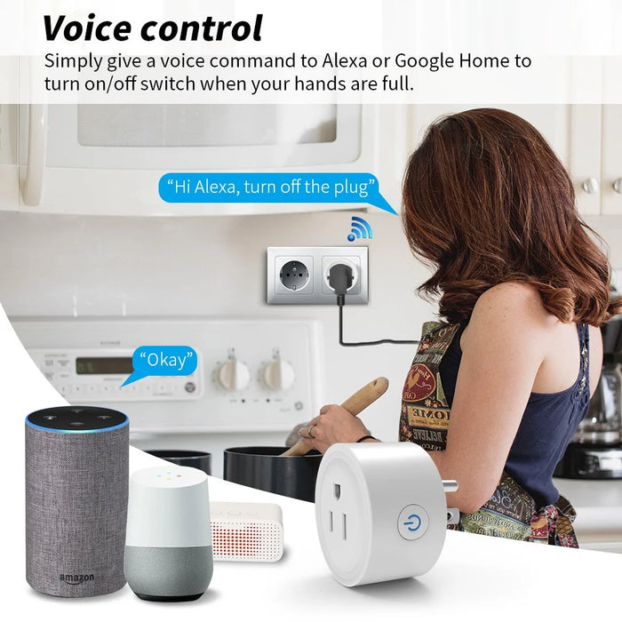 WHM02 20A US Plug WiFi Outlet Smart Tuya Socket with Measure, Cell Phone Remote / Voice Control, Timer - 4