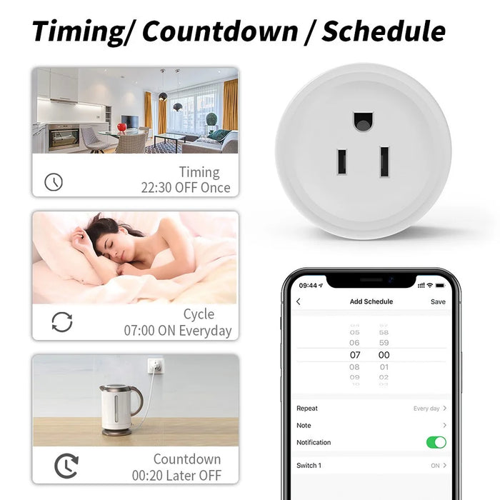 WHM02 20A US Plug WiFi Outlet Smart Tuya Socket with Measure, Cell Phone Remote / Voice Control, Timer - 5