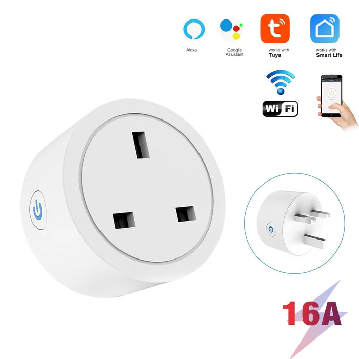 WHD10 UK Plug 16A Tuya WiFi Smart Socket with Electricity Metering Voice / APP Control - 2
