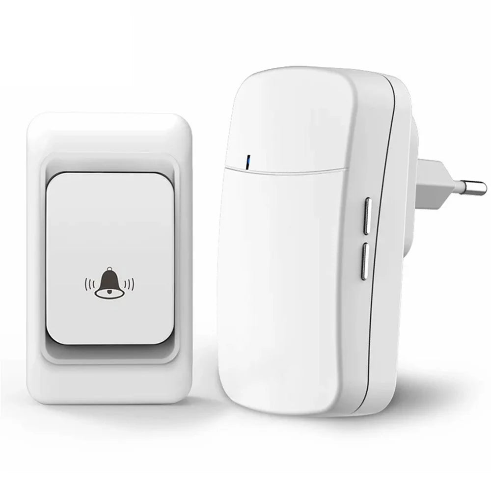 WHM07 Wireless Electronic Remote Digital Doorbell Set Receiver + Transmitter Home Door Bell, EU Plug - White - 1