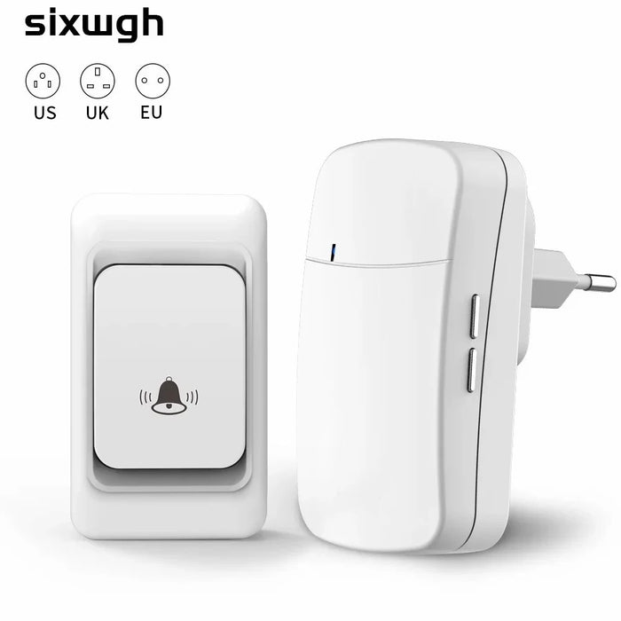 WHM07 Wireless Electronic Remote Digital Doorbell Set Receiver + Transmitter Home Door Bell, EU Plug - White - 3