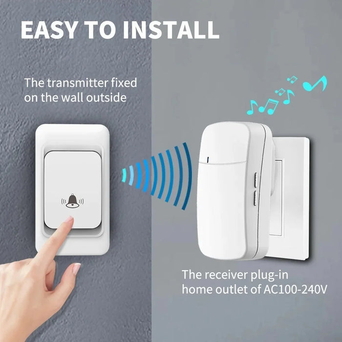 WHM07 Wireless Electronic Remote Digital Doorbell Set Receiver + Transmitter Home Door Bell, EU Plug - White - 6