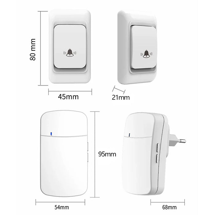 WHM07 Wireless Electronic Remote Digital Doorbell Set Receiver + Transmitter Home Door Bell, EU Plug - White - 7