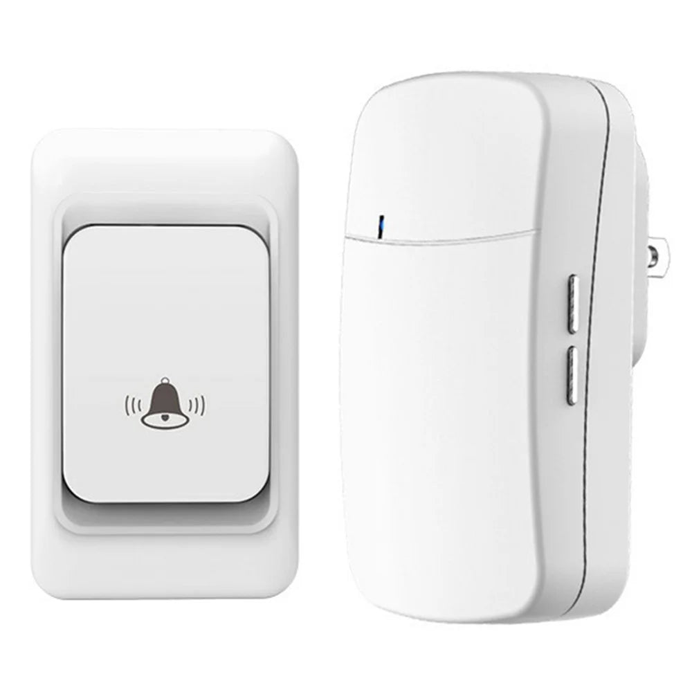 WHM07 Wireless Doorbell Set Receiver + Transmitter Electronic Remote Door Bell, US Plug - White - 1