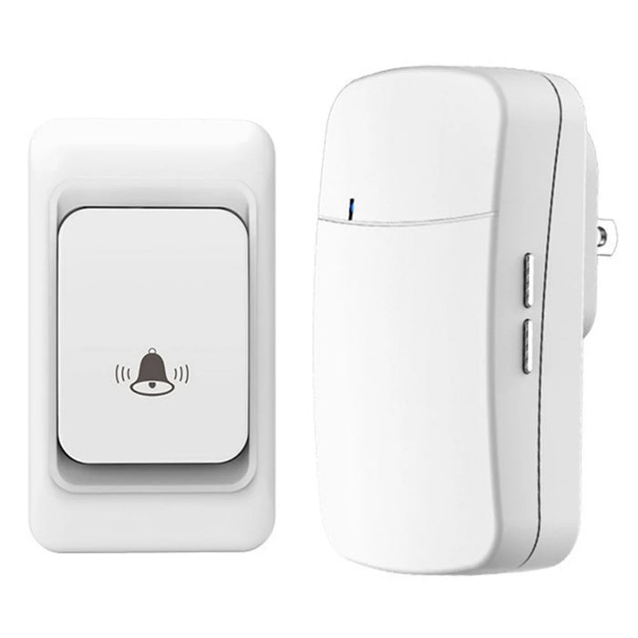 WHM07 Wireless Doorbell Set Receiver + Transmitter Electronic Remote Door Bell, US Plug - White - 1