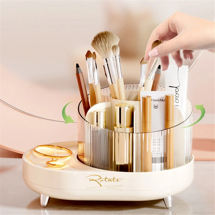 8374 Desktop Makeup Brush Barrel Pen Holder Cosmetics Rotatable Storage Box - 2