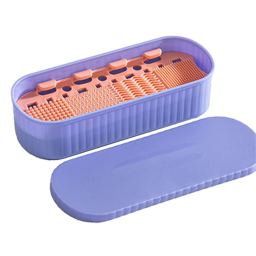 U026 Makeup Brush TRP+PP Storage Box Makeup Egg Puff Cleaning Filter Drying Rack - Purple - 1