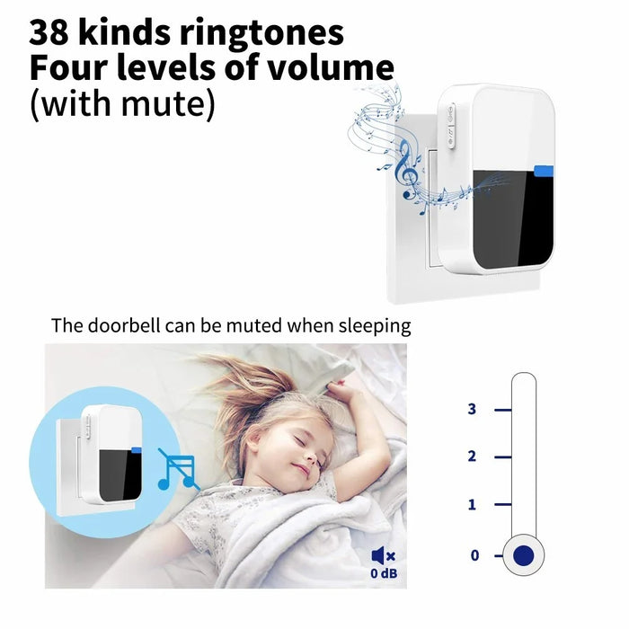 WHM05 Wireless Doorbell Self-Powered Remote Control Pressure Home Doorbell, US Plug - 3