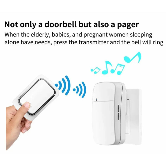 WHM02 Self-Powered Wireless Remote Ding Dong Doorbell, Transmitter+Receiver Set, EU Plug - Black - 6
