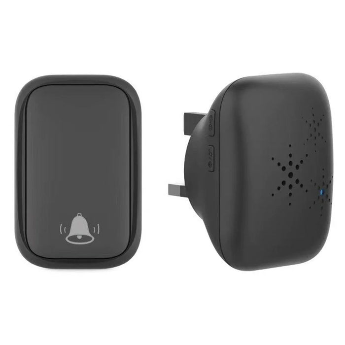 WHM01 UK Plug Adjustable Volume Door Bell Kit with 1 Transmitter+1 Receiver - Black - 1
