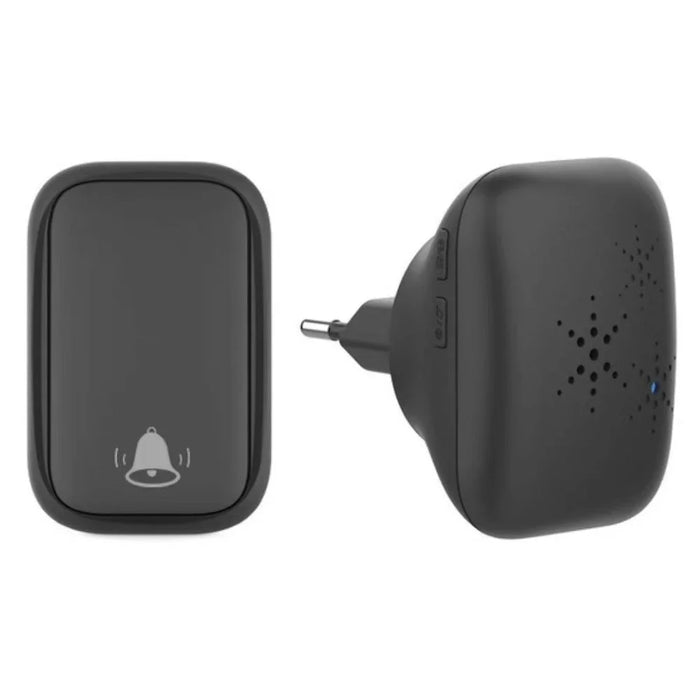 WHM01 EU Plug Home Doorbell Press Button Door Bell with 1 Transmitter+1 Receiver - Black - 1
