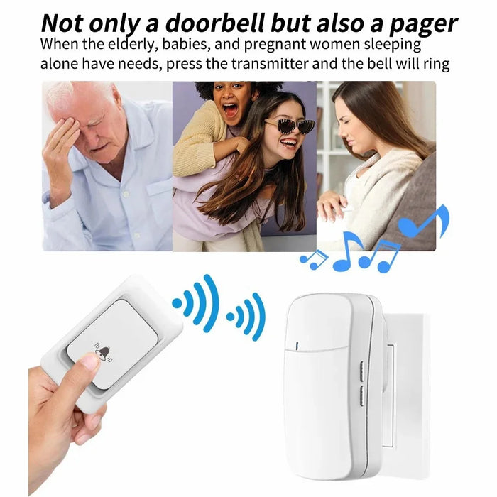 WHM07 Wireless Home Electronic Remote Digital Ding-Dong Doorbell, UK Plug - Black - 3