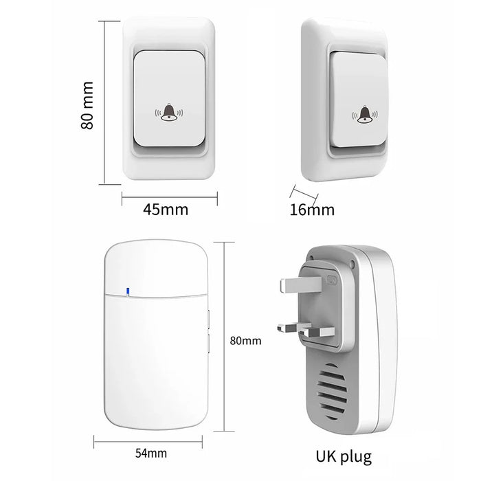 WHM07 Wireless Home Electronic Remote Digital Ding-Dong Doorbell, UK Plug - Black - 5