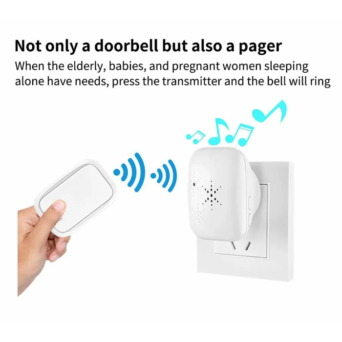 WHM01 EU Plug Waterproof Home Door Bell with 1 Transmitter+2 Receivers - Black - 3