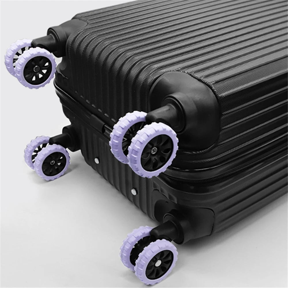 8Pcs Luggage Wheels Protector Reduce Noise Silicone Wheels Caster Shoes, Size S - Purple - 2