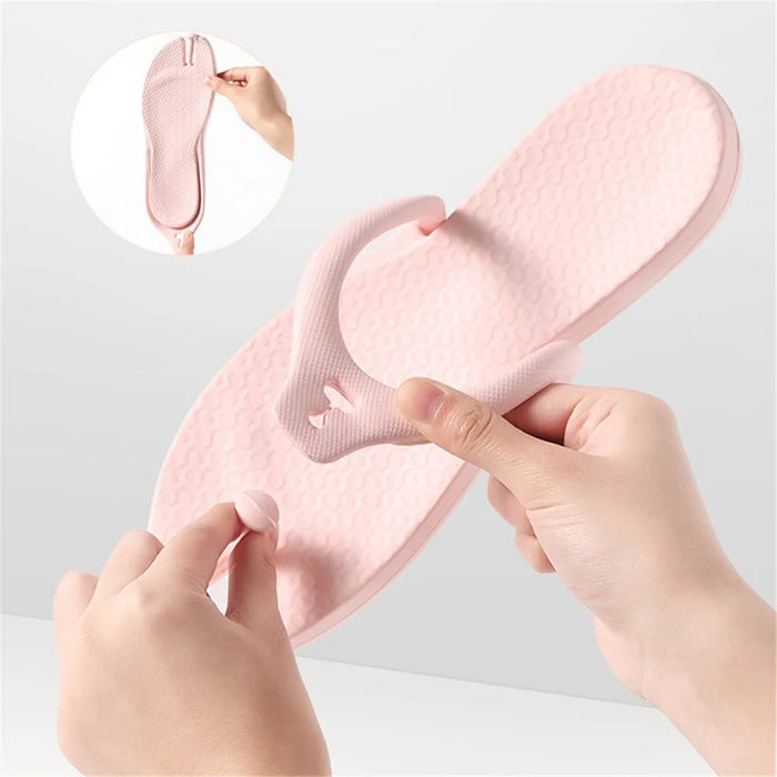 ETRAVEL tx14 1 Pair Unisex Bathroom Non-Slip EVA Slippers Portable Travel Slippers - Light Pink XS(35-36) - 4
