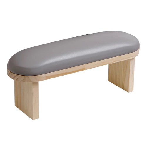 Nail Art PU Leather Hand Rest Cushion Wooden Manicure Table for Salon / Home, High Type - Grey - 1