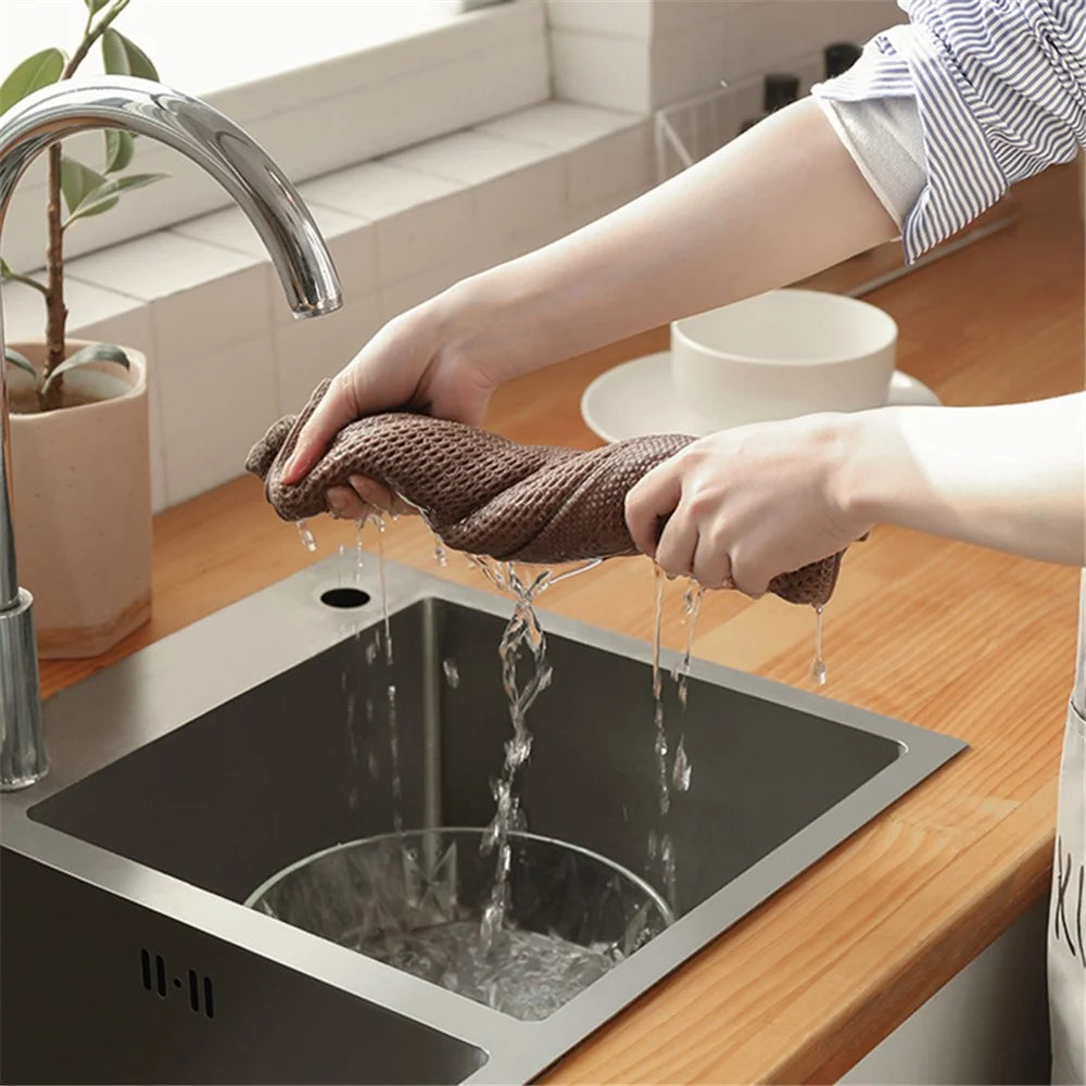 B1522 34x34CM Cotton Kitchen Towel Dishcloth Dish Washing Towel - Beige - 4
