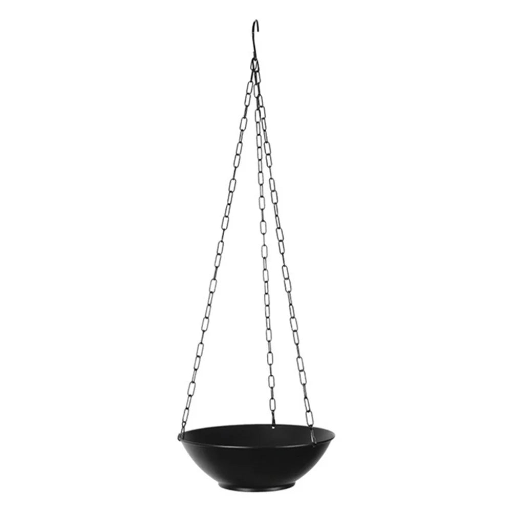 001-DL-01 Iron Hanging Flower Pot Indoor Outdoor Balcony Potted Plant Display Basket - Black - 1