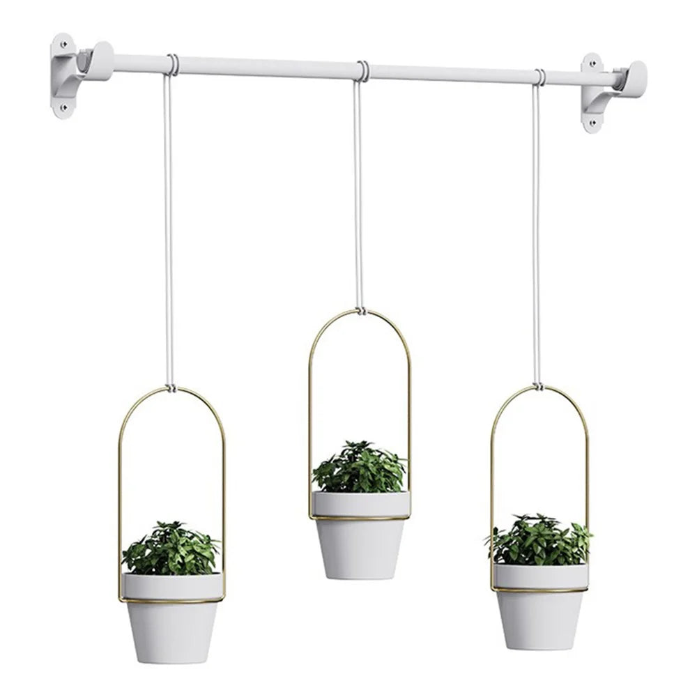 001- ZJ-SS01 Hanging Planters 3-in-1 Indoor Plant Flower Pot Holder - White - 1