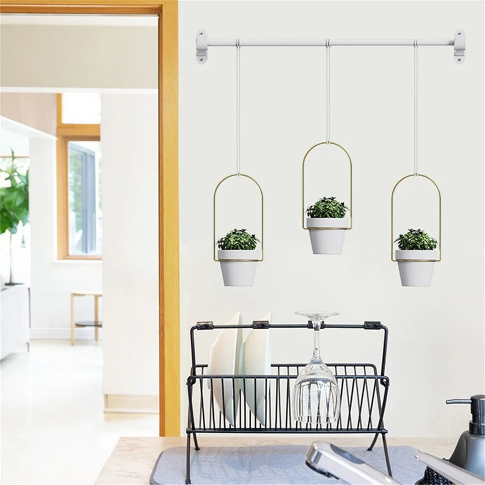 001- ZJ-SS01 Hanging Planters 3-in-1 Indoor Plant Flower Pot Holder - White - 2