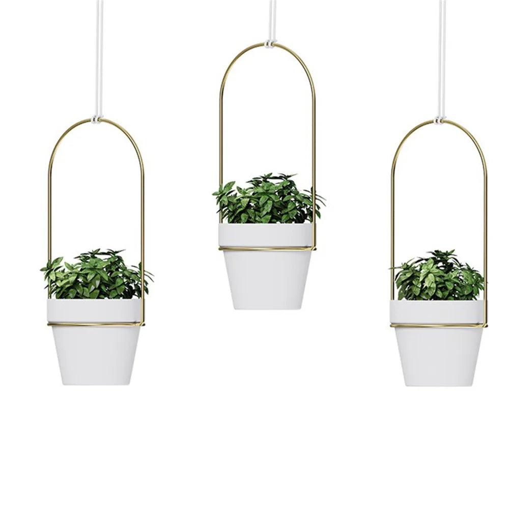 001- ZJ-SS01 Hanging Planters 3-in-1 Indoor Plant Flower Pot Holder - White - 4