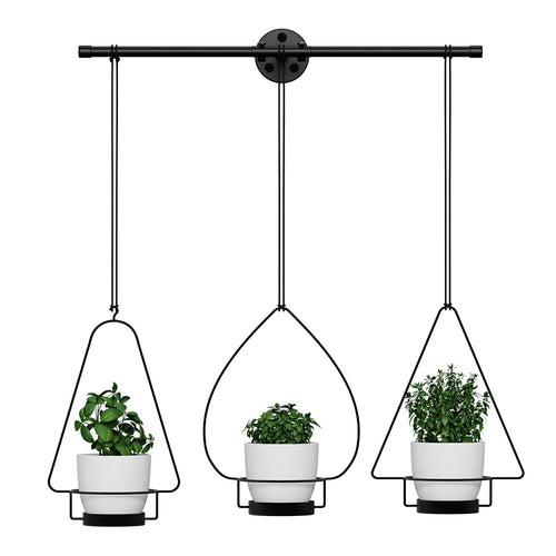 001- ZJ-YX08 3-in-1 Flower Pot Holder Wall-mounted Geometric Iron Hanging Rack - 1