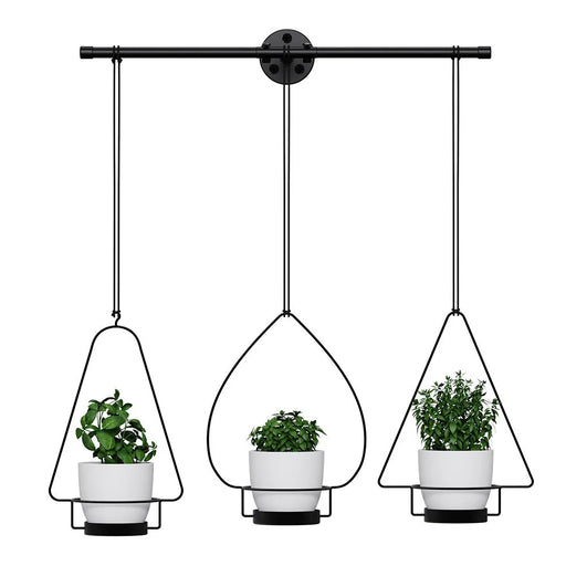 001- ZJ-YX08 3-in-1 Flower Pot Holder Wall-mounted Geometric Iron Hanging Rack - 1