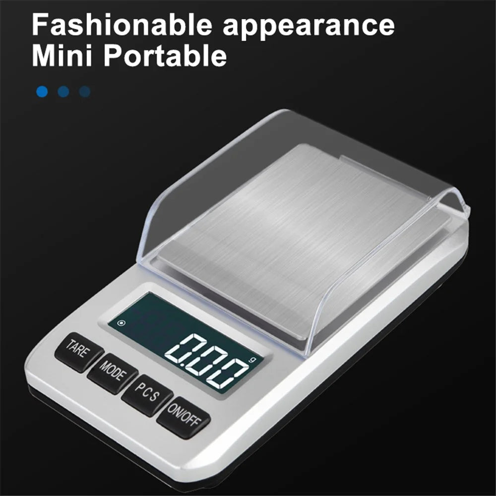 500g / 0.01g 6 Units Pocket Jewelry Scale Stainless Steel Mini Electronic Scale with 1g Calibration Weight - 4